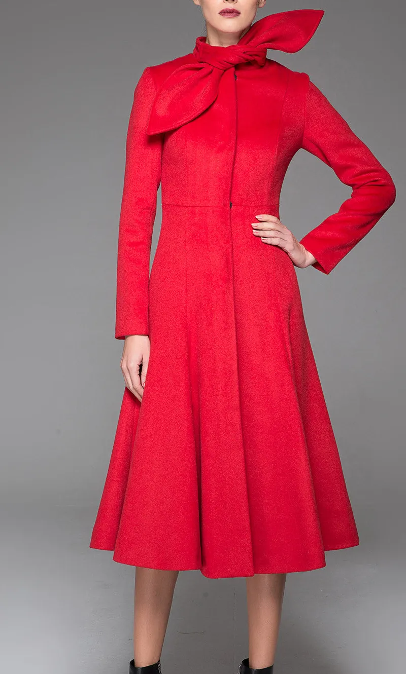 Wool Blend Fit and Flare Coat
