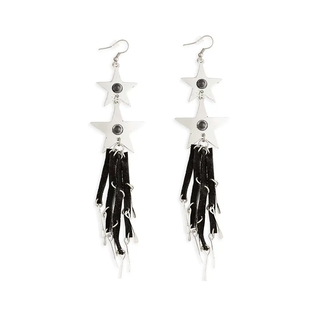 Artful Curved Celestial Star Earrings