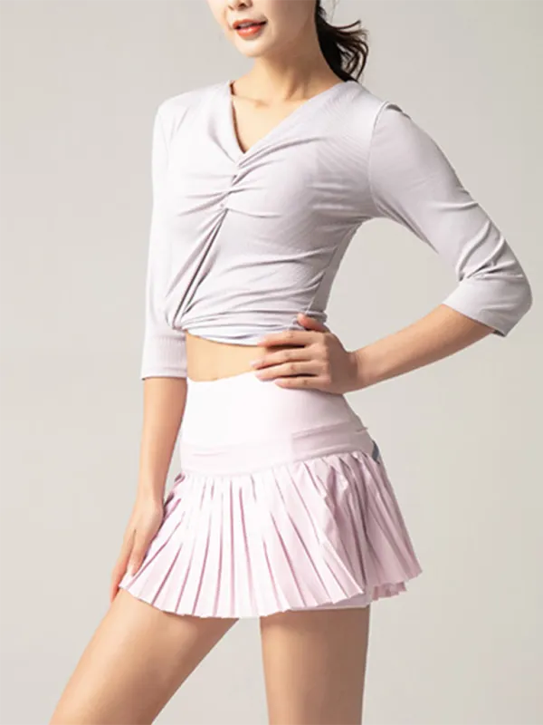Casual Pleated Knit Skirt