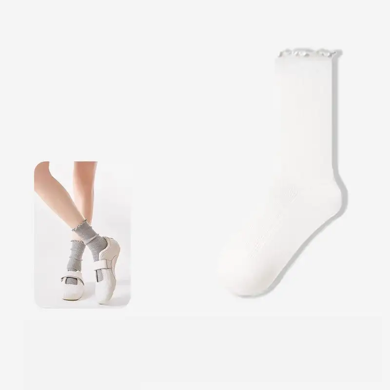 Lettuce Trim Ribbed Slouch Crew Socks