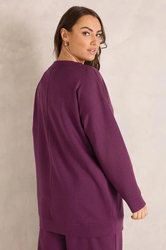 Berry Red Luxe Zip Detail Sweatshirt detail 2