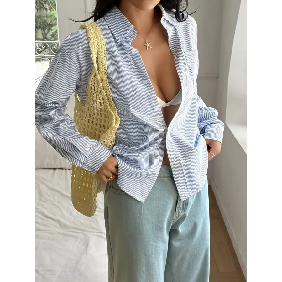 Classic Striped Button Down Relaxed Fit Shirt