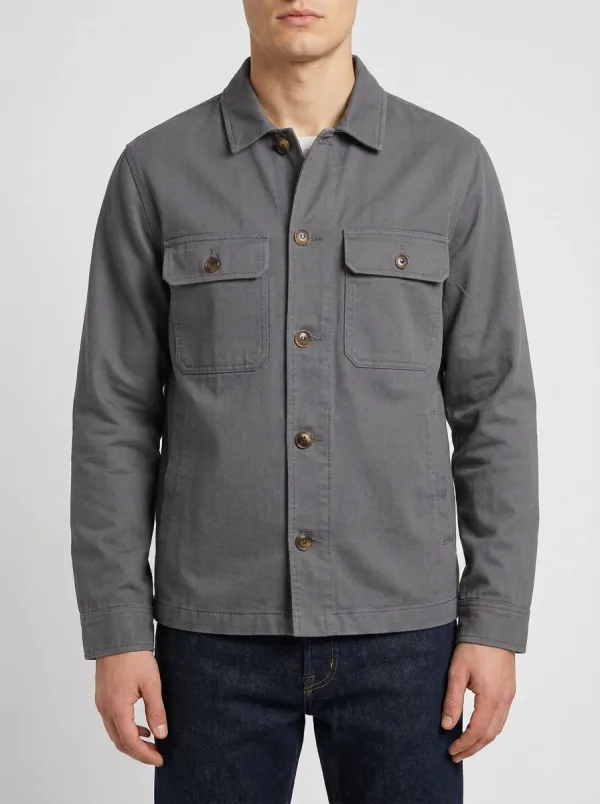 Men's Casual Navy Blue Button-Up Utility Jacket