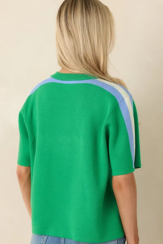 Green Multi Stripe Knit Top