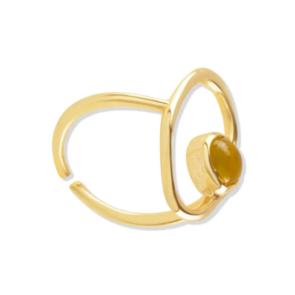 Angular Minimal Stone Brass Ring