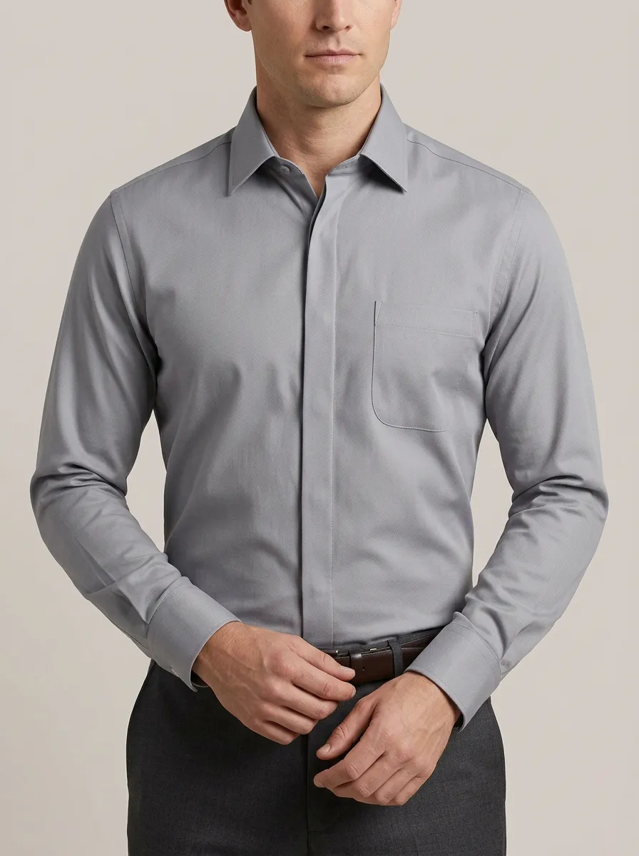 Men's Tailored Long-Sleeve Solid Dress Shirt