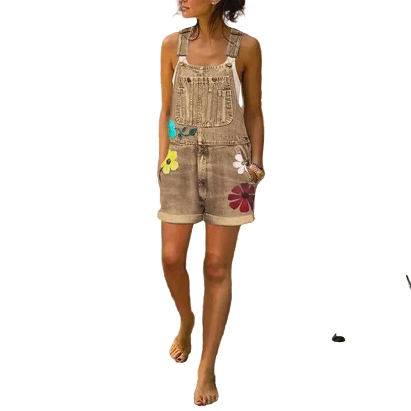 Printed Women' Printed Slim Fit Bib Shorts