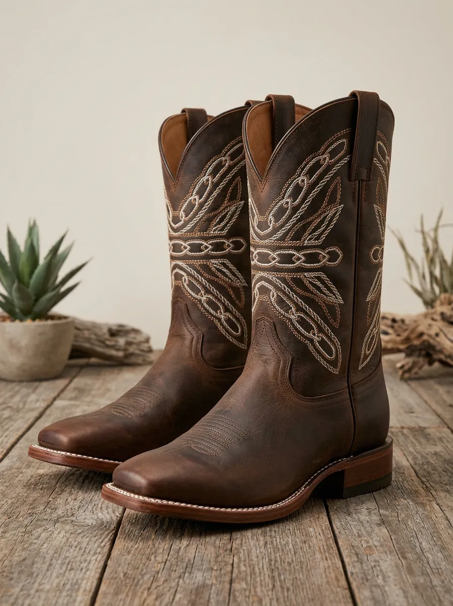 Men's Artisan Inspired Western Cowboy Embroidered Cowboy Boots