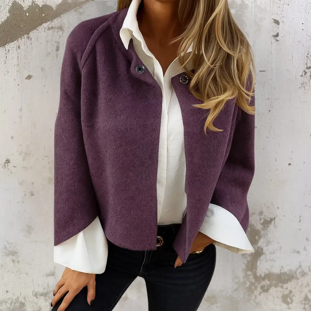Wool Blend Cropped Single Button Jacket