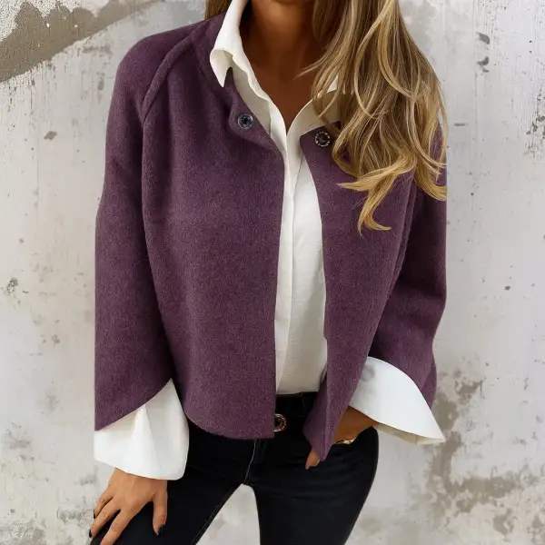 Wool Blend Cropped Single Button Jacket
