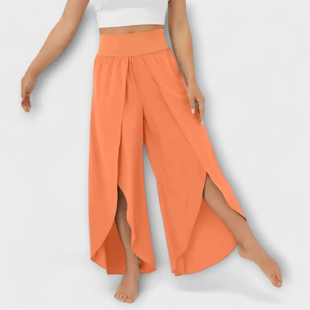 Flared Leg Relaxed Fit Lightweight Trousers
