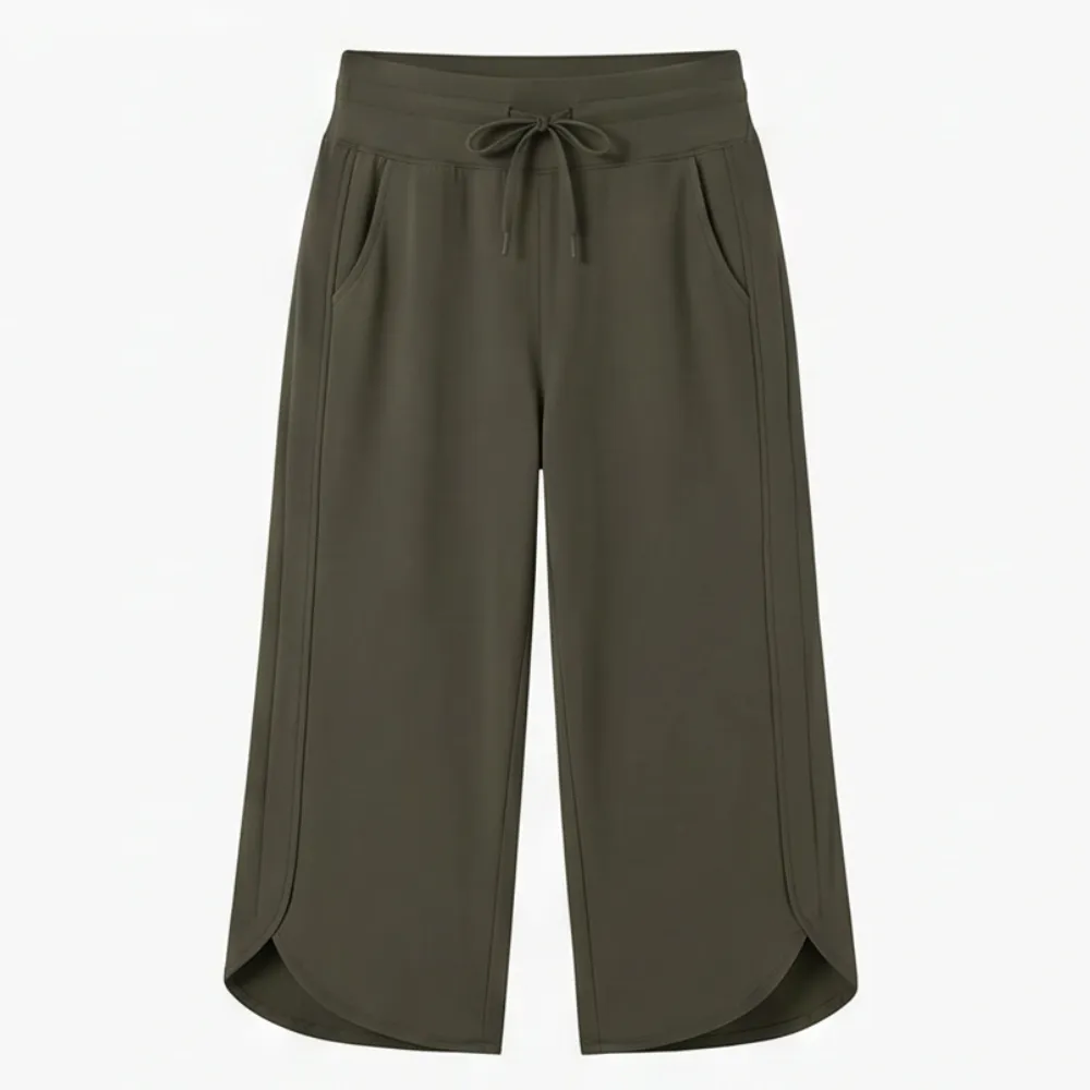 Tulip-hem Capri Pants with Pockets