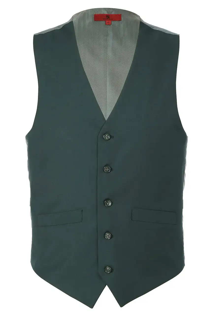 Green Regular Fit Five Button Dress Vest