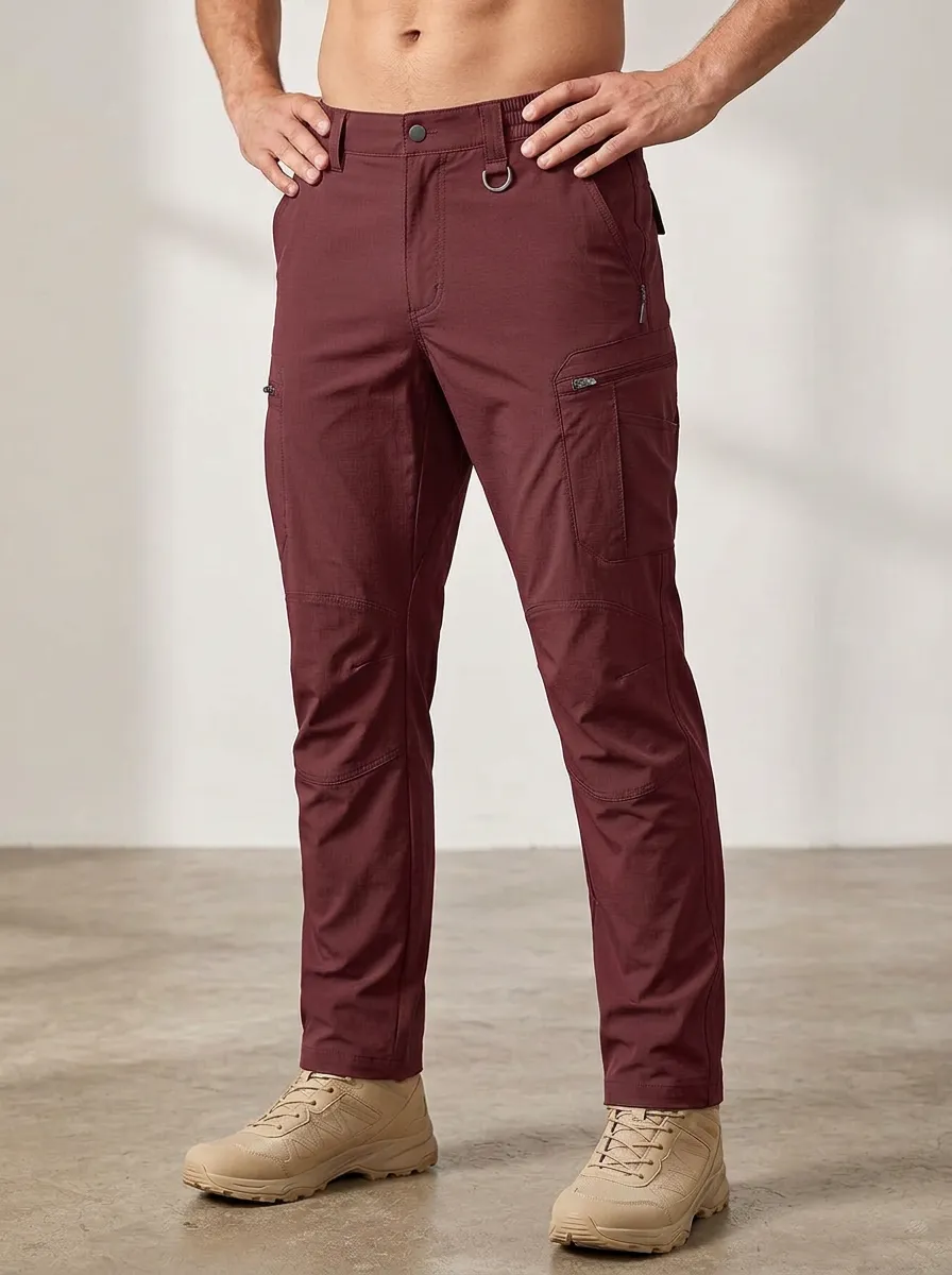 Men's Multi-Pocket Quick-Dry D-Ring Flex-Knee Cargo Pants