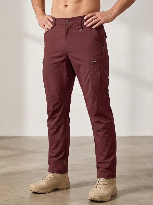 Men's Multi-Pocket Quick-Dry D-Ring Flex-Knee Cargo Pants
