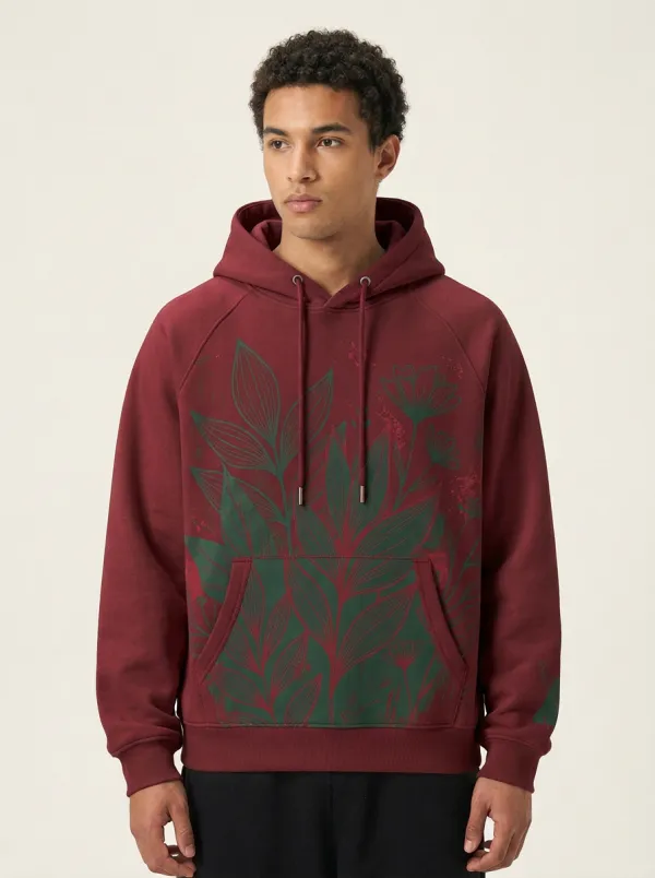 Unisex Botanical Nature Lover Green Leaf Hoodie