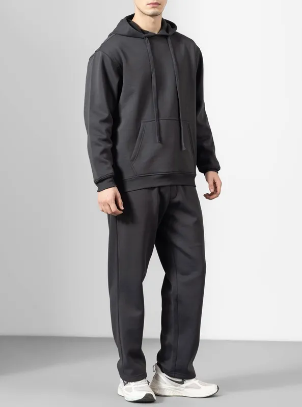 Dark Grey Hooded Tracksuit Set