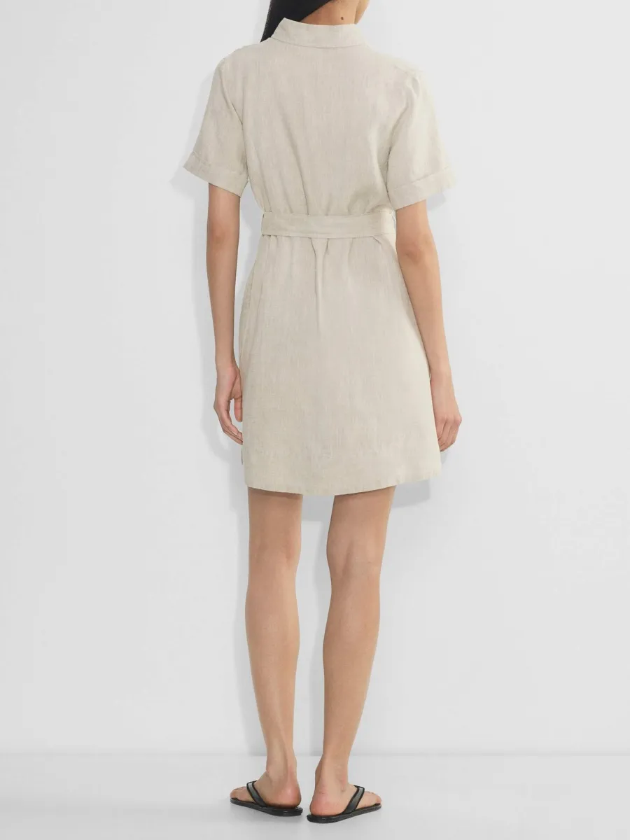 Tied Button Up Short Sleeve Dress
