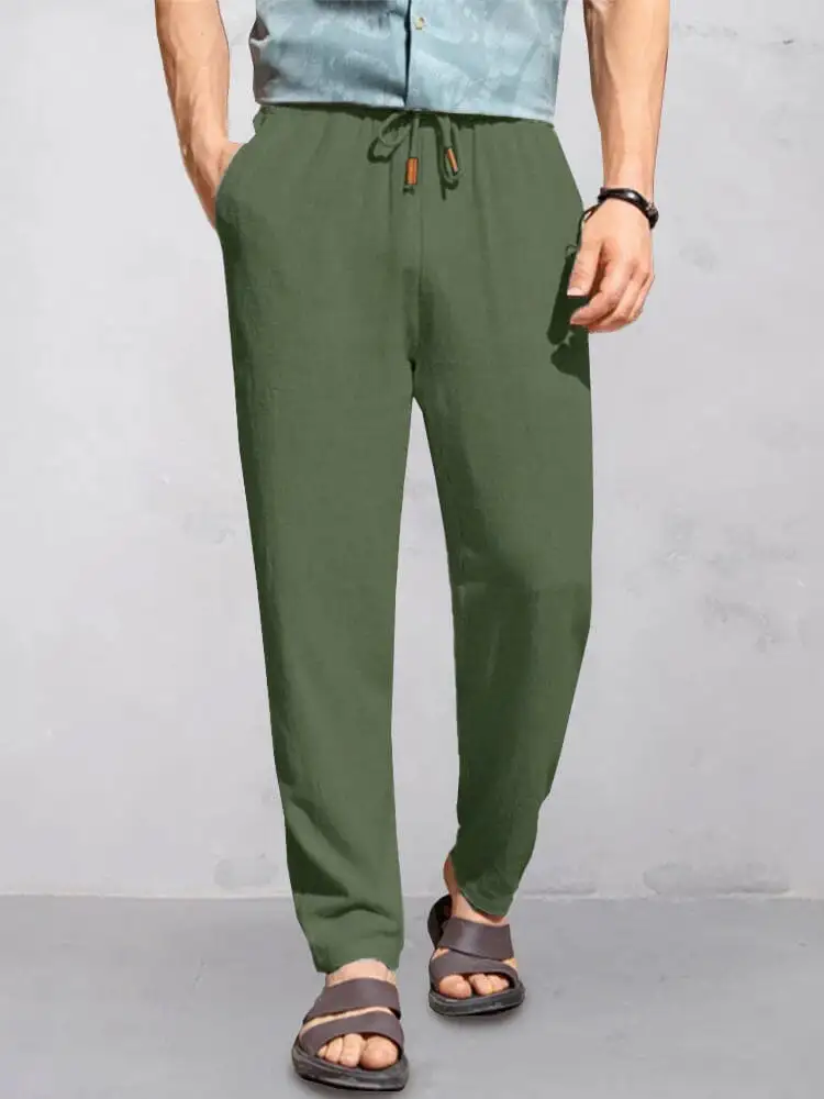 Cotton Linen Pull On Pants