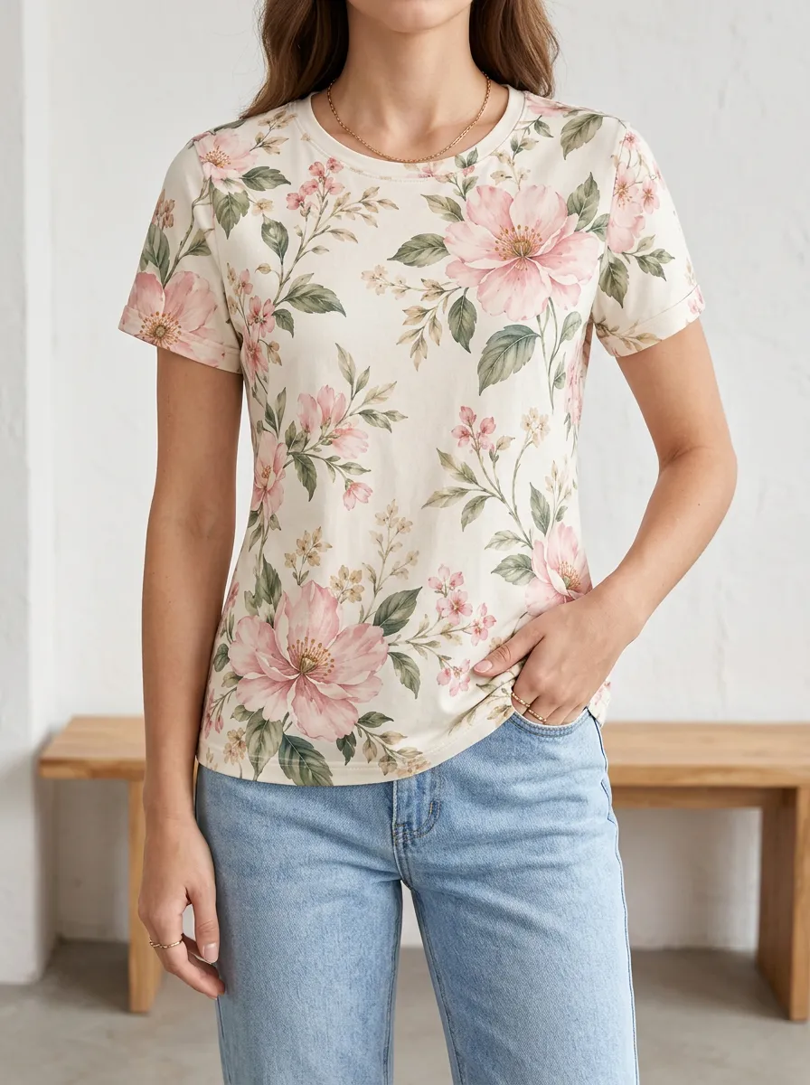 Modern Floral Casual Tee