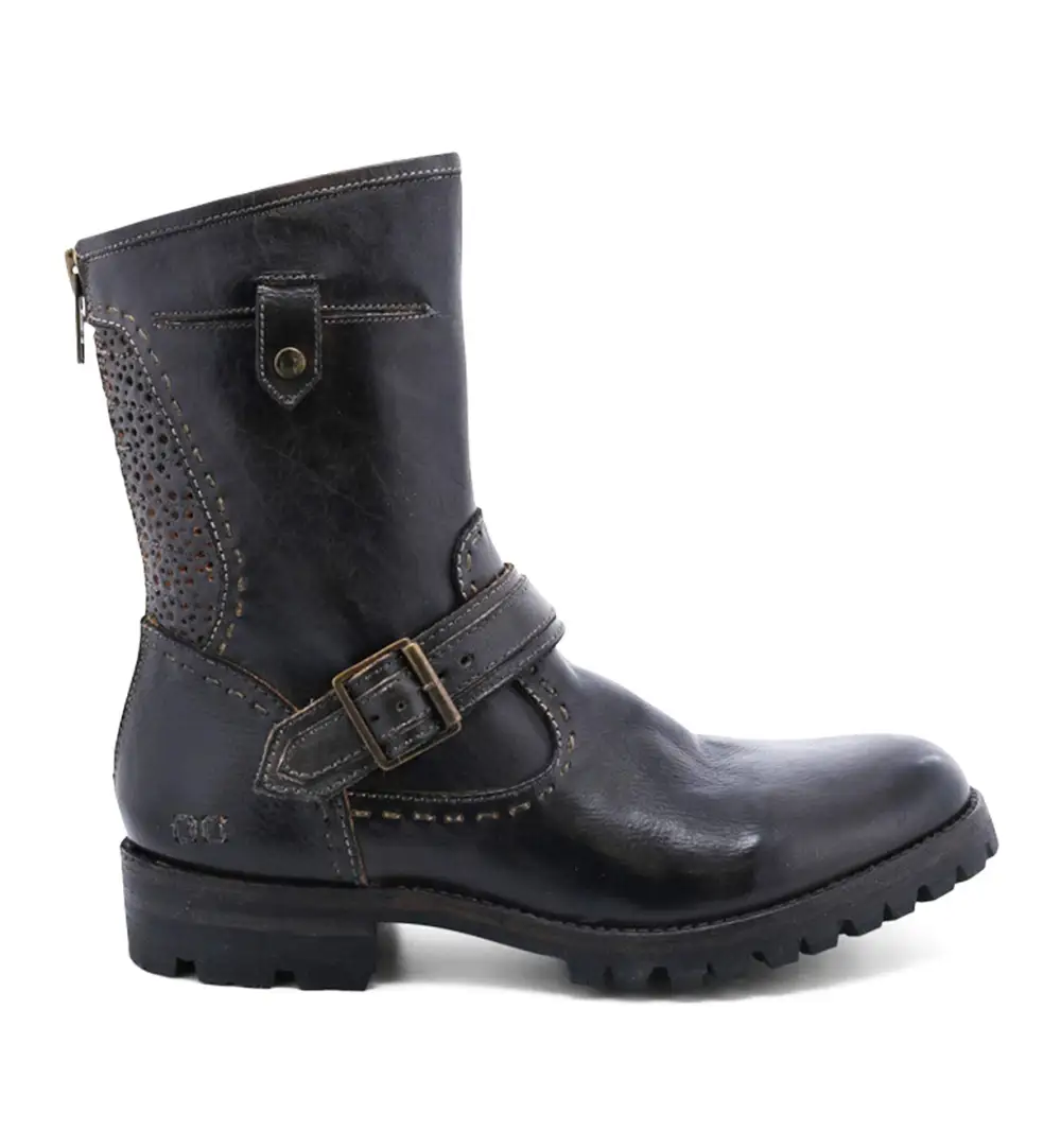 Back-Zip Perforated Moto Boots