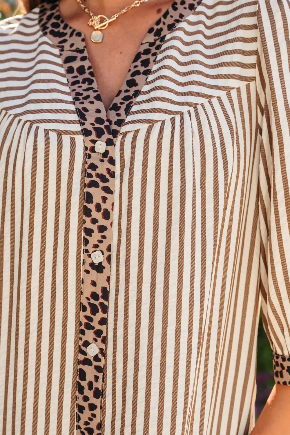 Structured Shape Striped Animal Print Dress