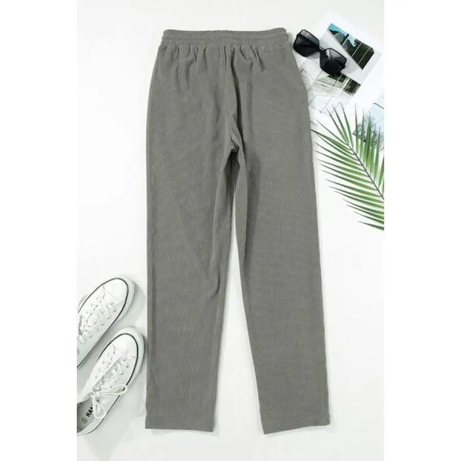 Classic Drawstring Straight Pants with Pockets