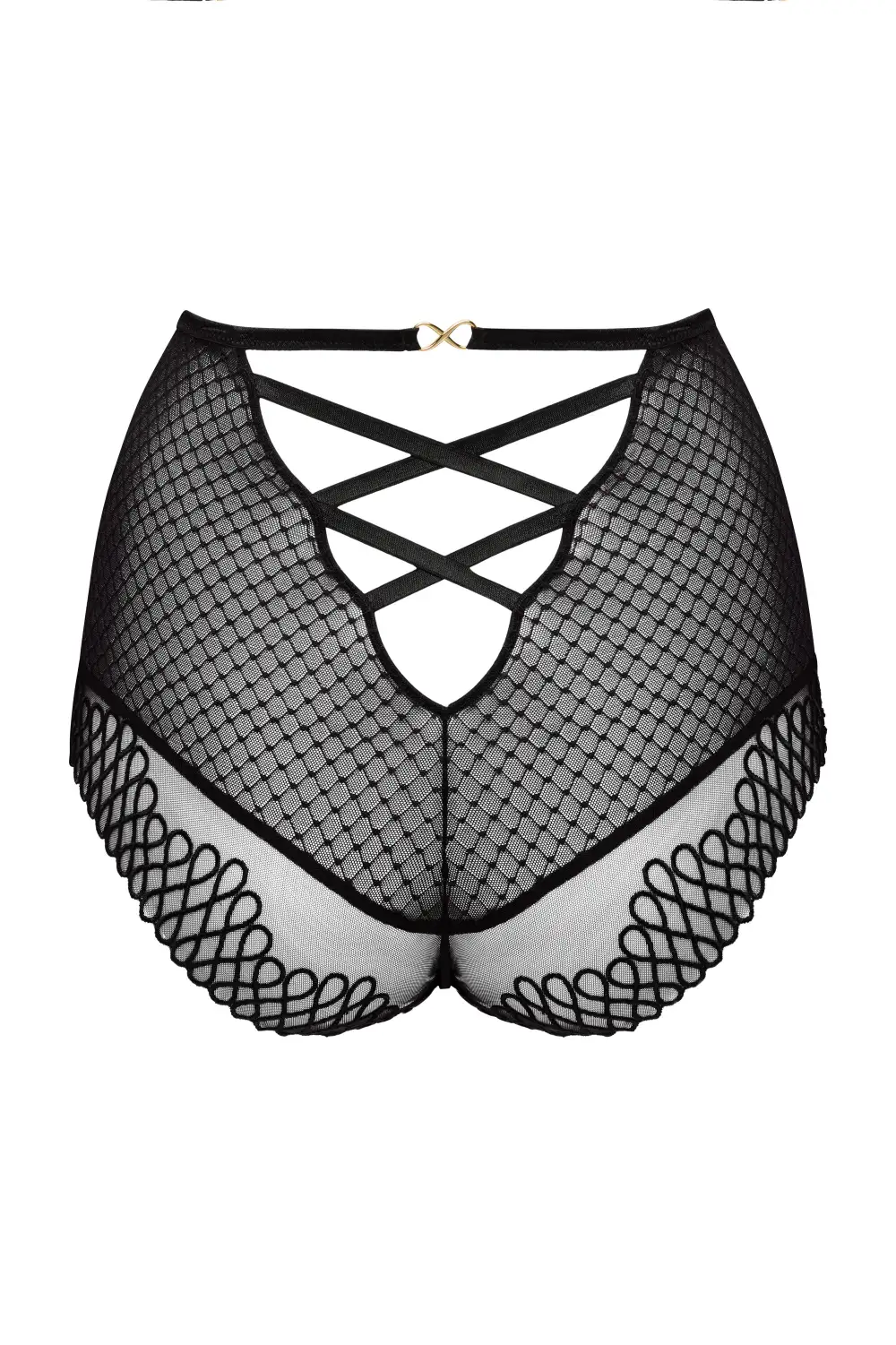 Women's Elastic Waistband Cotton Gusset Lace Embroidery Mesh Sheer Detail Cotton Soft Fabric Stretch Fit Supportive Fit High Waist Panty