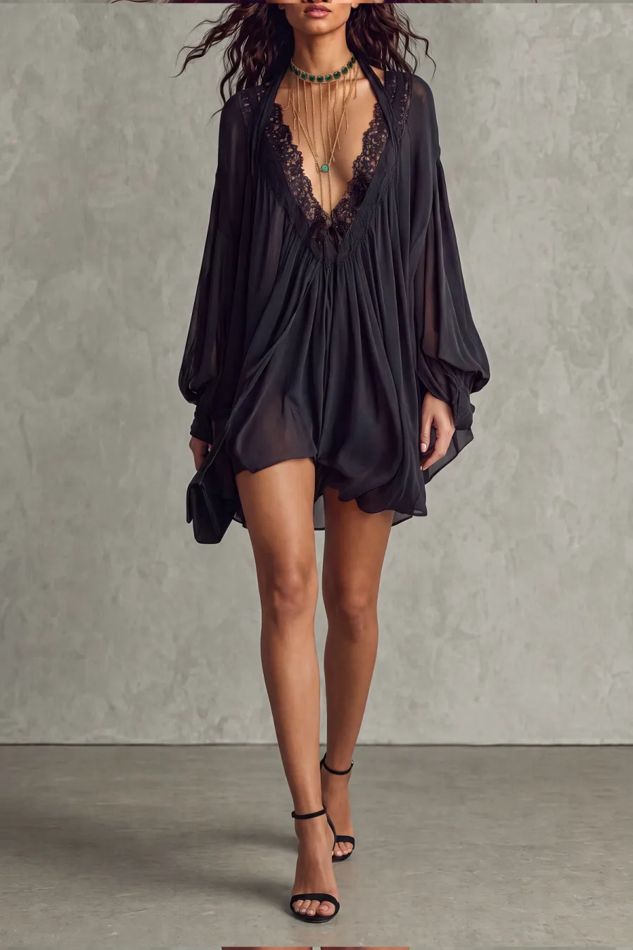 Halter Neck Lace Mini Dress