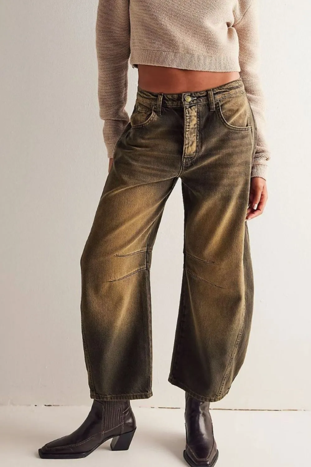 Tiered Relaxed Fit Denim Jeans