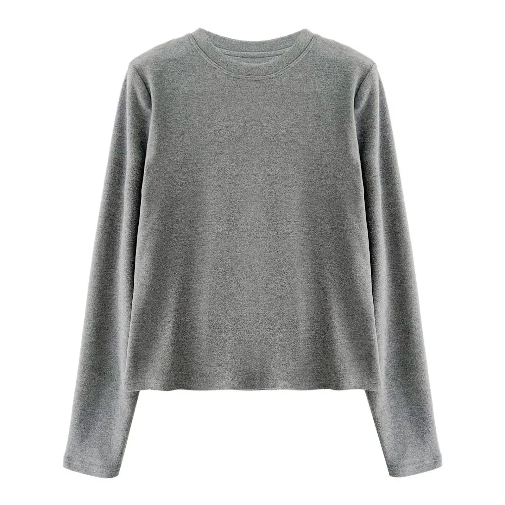 Fleece Cotton T-Shirt Slim Fit Long Sleeve