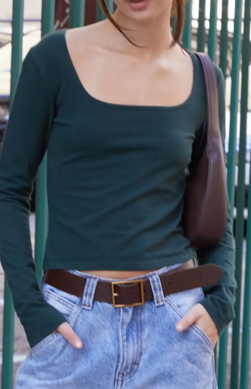 John Galt Green Brenna Long Sleeve Top