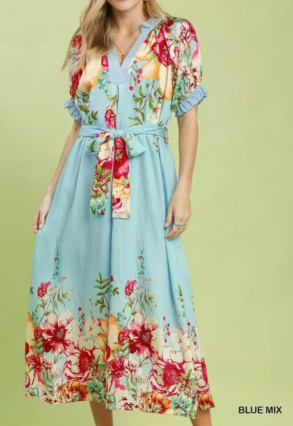 Midi Mix Border Midi Dress