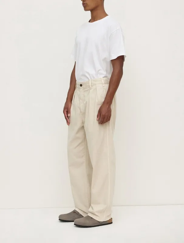 Limestone Pleated Cotton Chinos