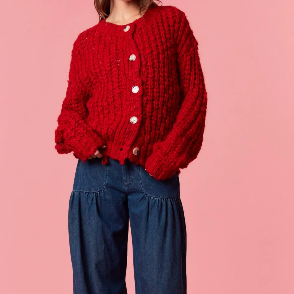 Chunky Knit Button Front Dropped Shoulder Cardigan
