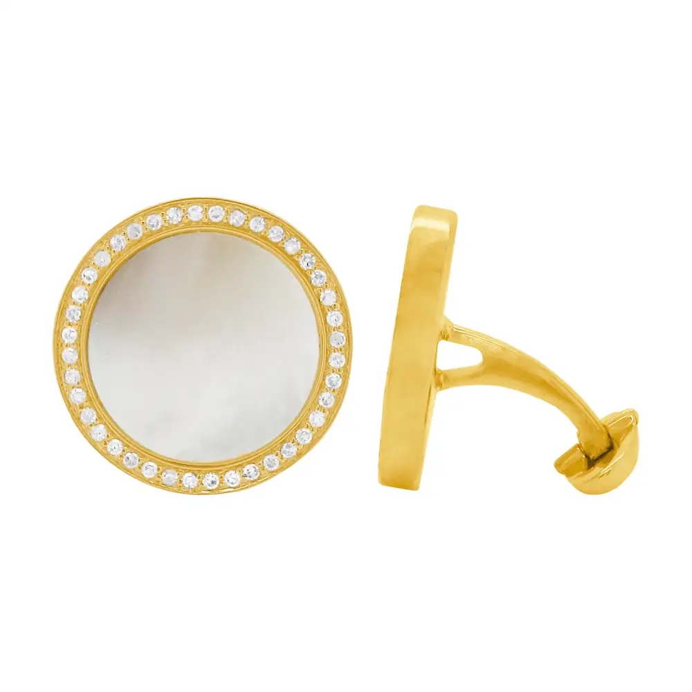 Sculpted Diamond Mother Of Pearl Cufflinks