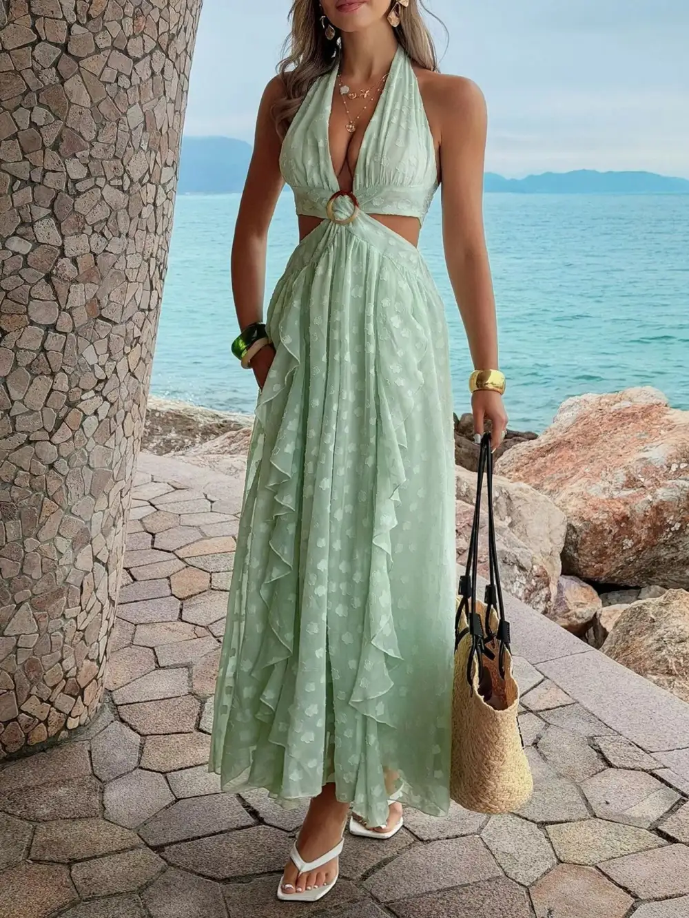 Everyday Ruffled Halter Neck Maxi Dress