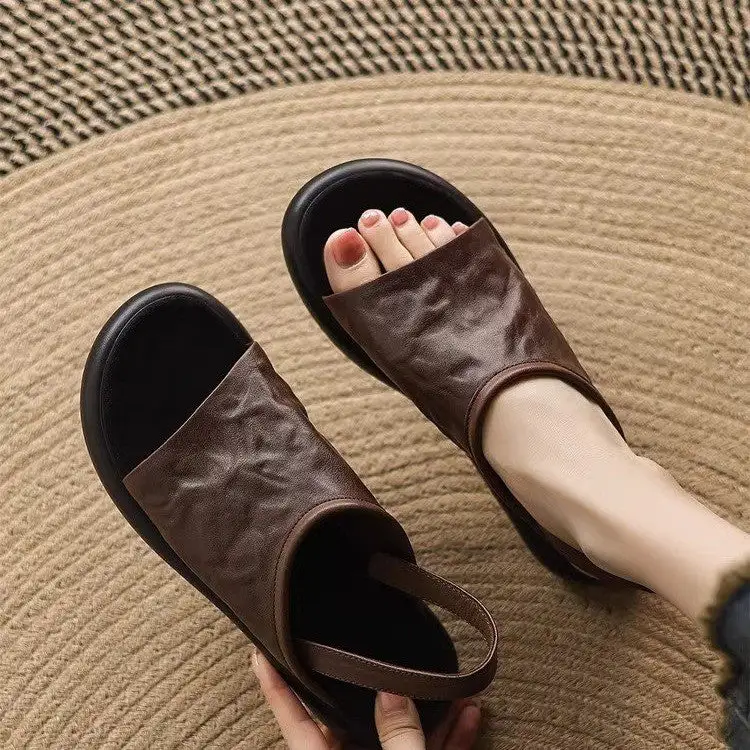 Hollow Detail Open Toe Flat Sandals