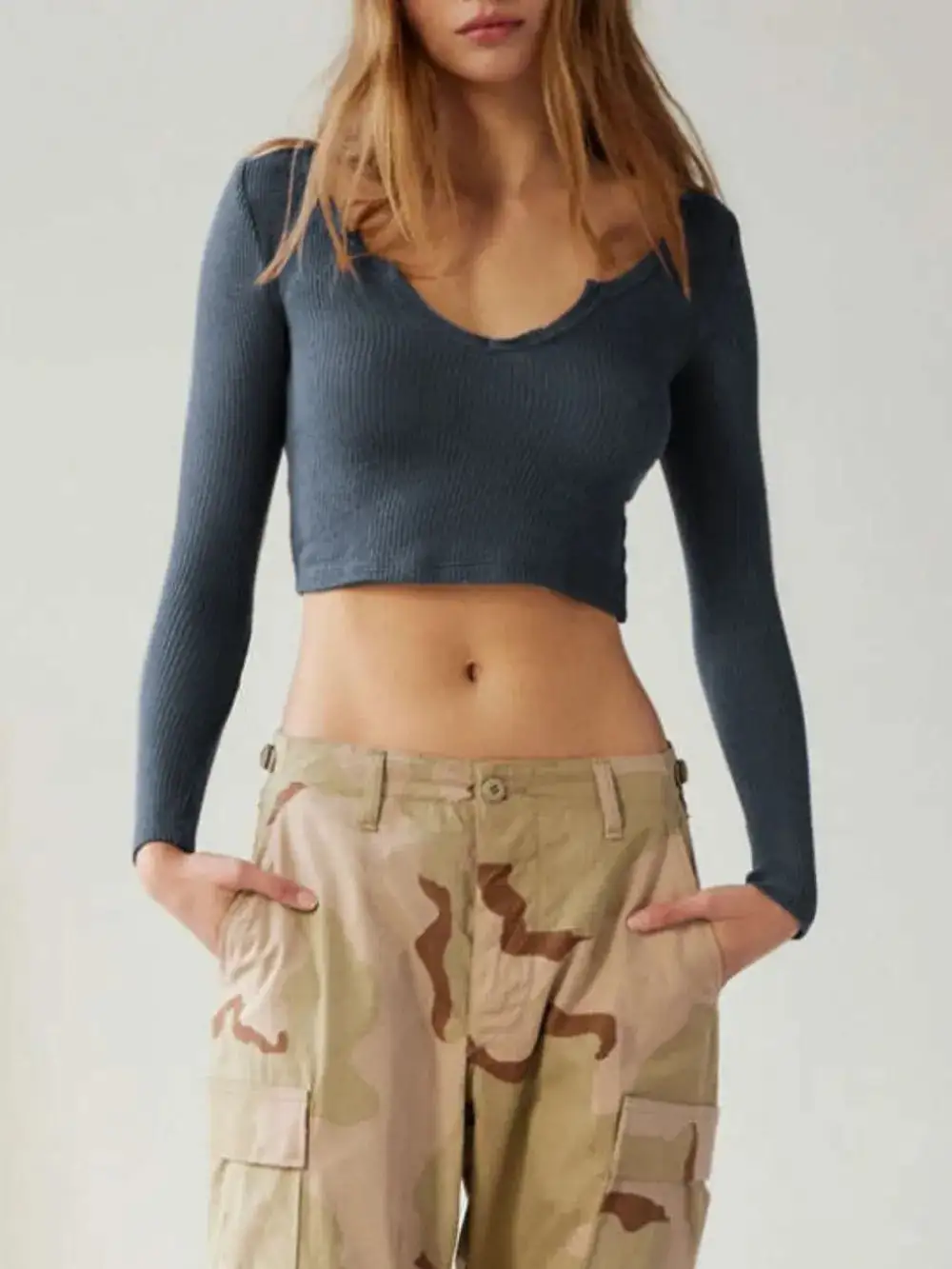 Everyday Notched Long Sleeve T-Shirt