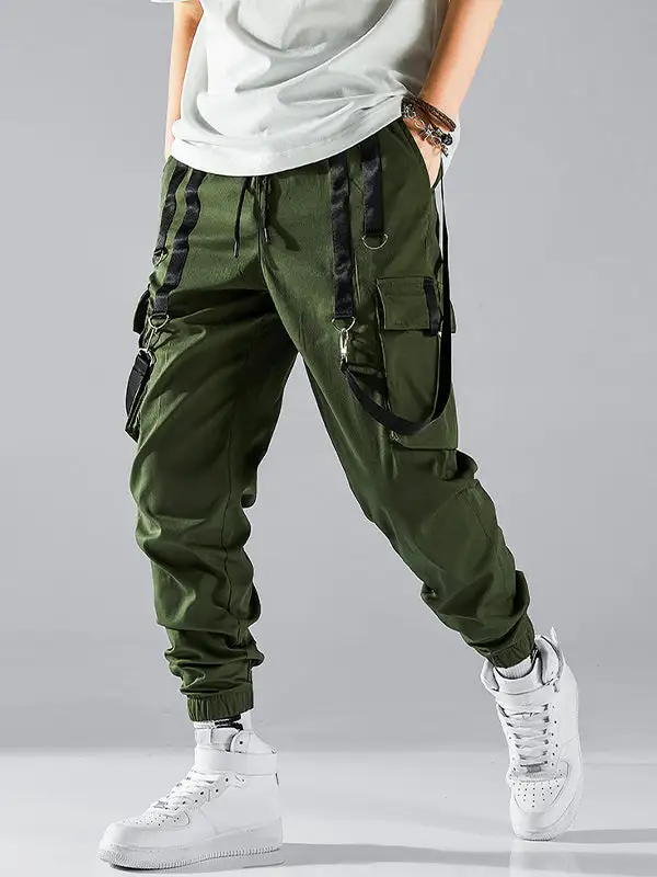 Men's Strap Design Multi-Pocket Cargo Pants