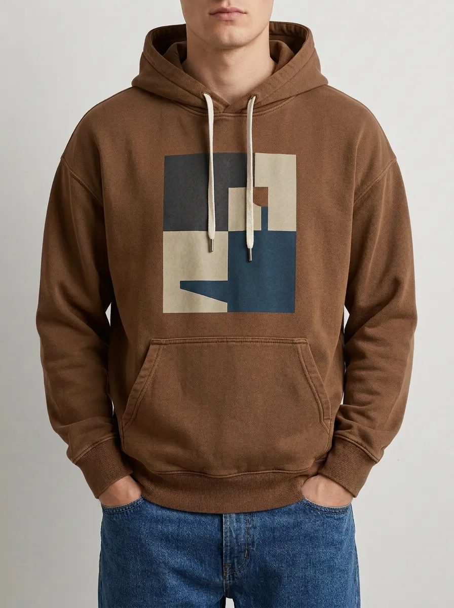 Men's Minimalist Art Geometric Block Print Hoodie