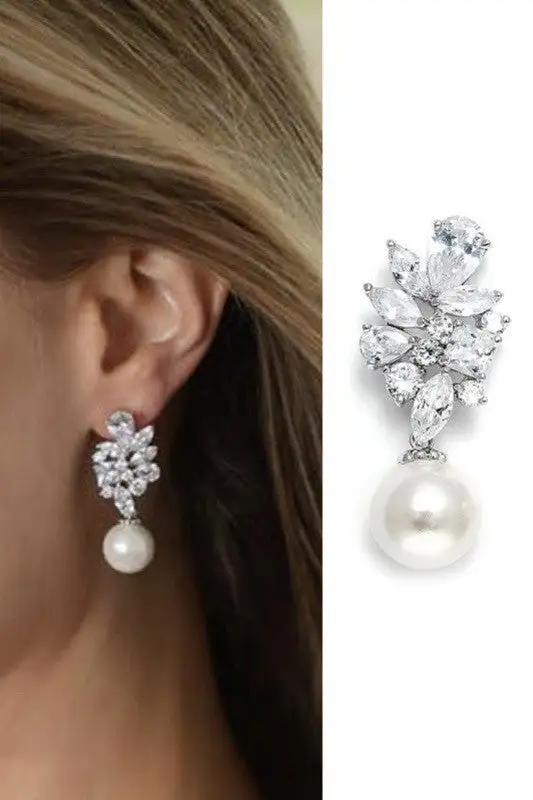 Marquise Crystal Pearl Drop arrings