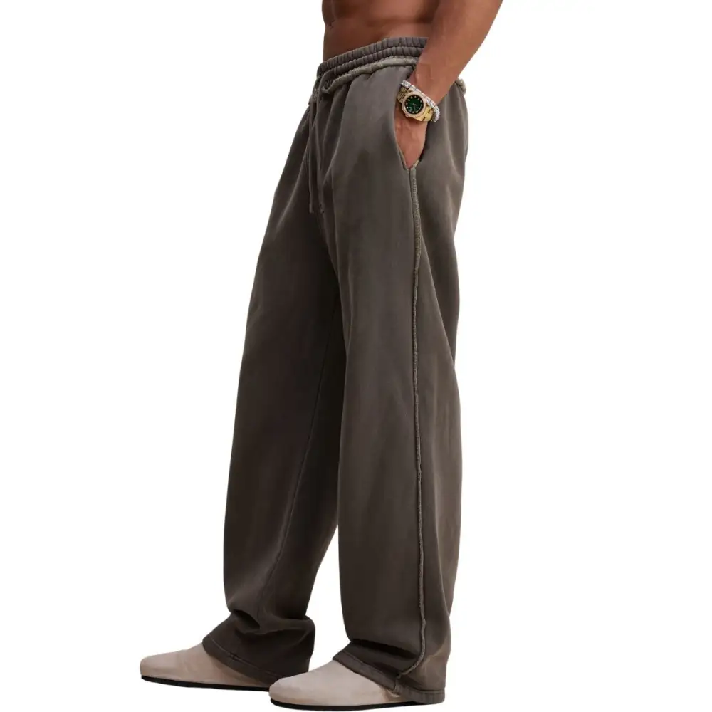 Raw Edge Straight Leg Fleece Men's Sweatpants