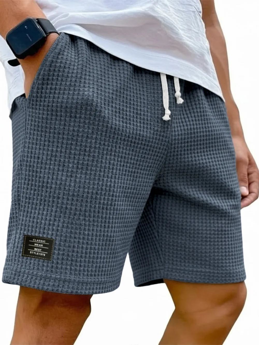 Textured Knit Drawstring Shorts