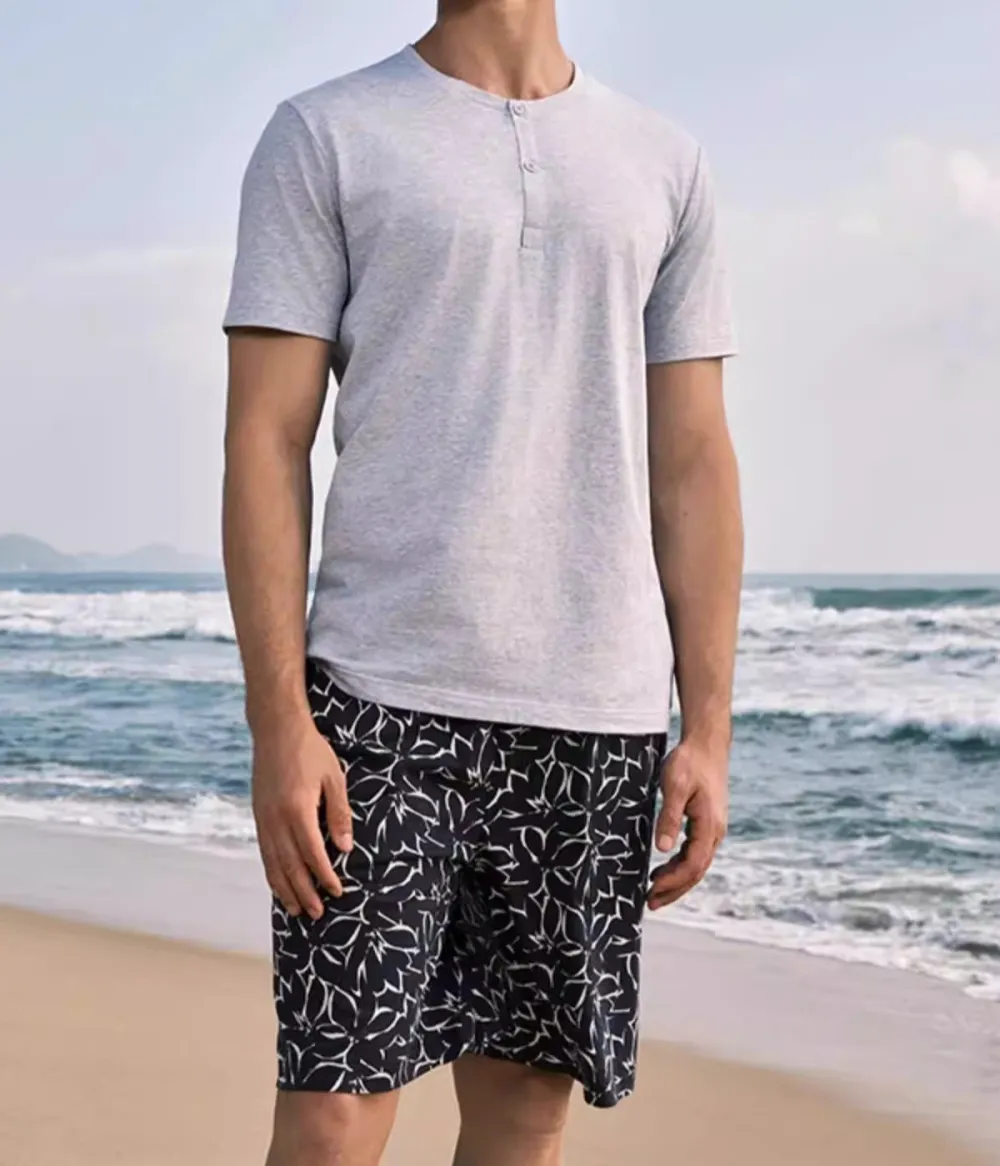 Round Neck Cotton Short Sleeve Sleepwear Set