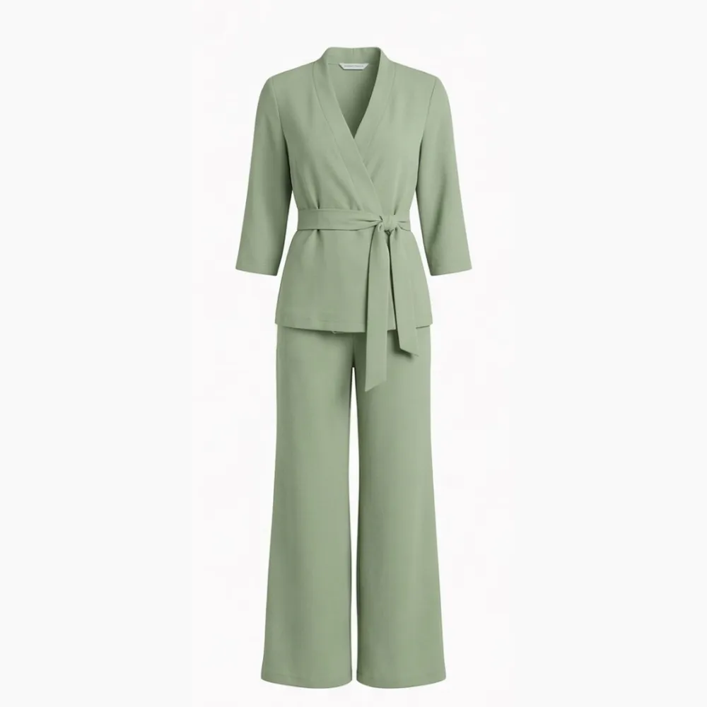 Wrap Tie Blazer Pants Set