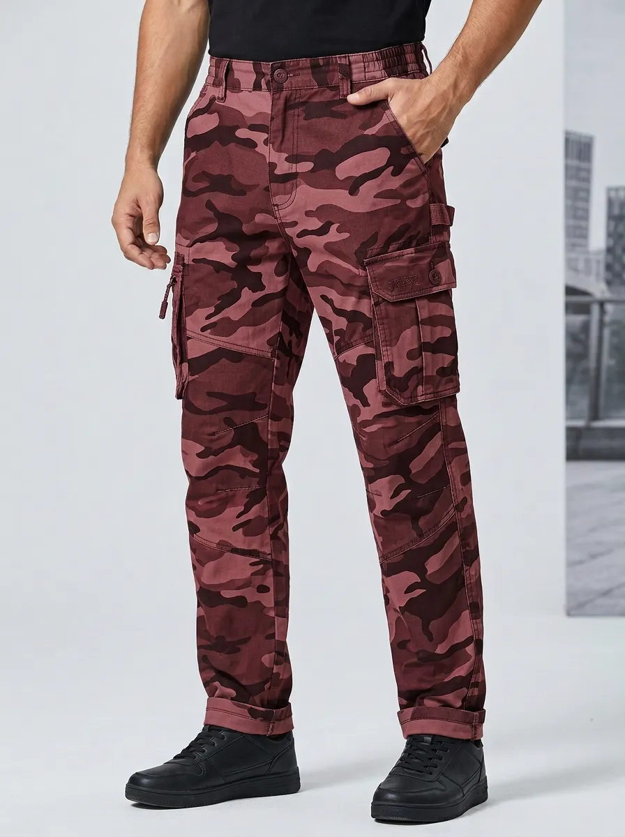 Men's Tactical Outdoor Grey Camouflage Printed Cargo Pants
