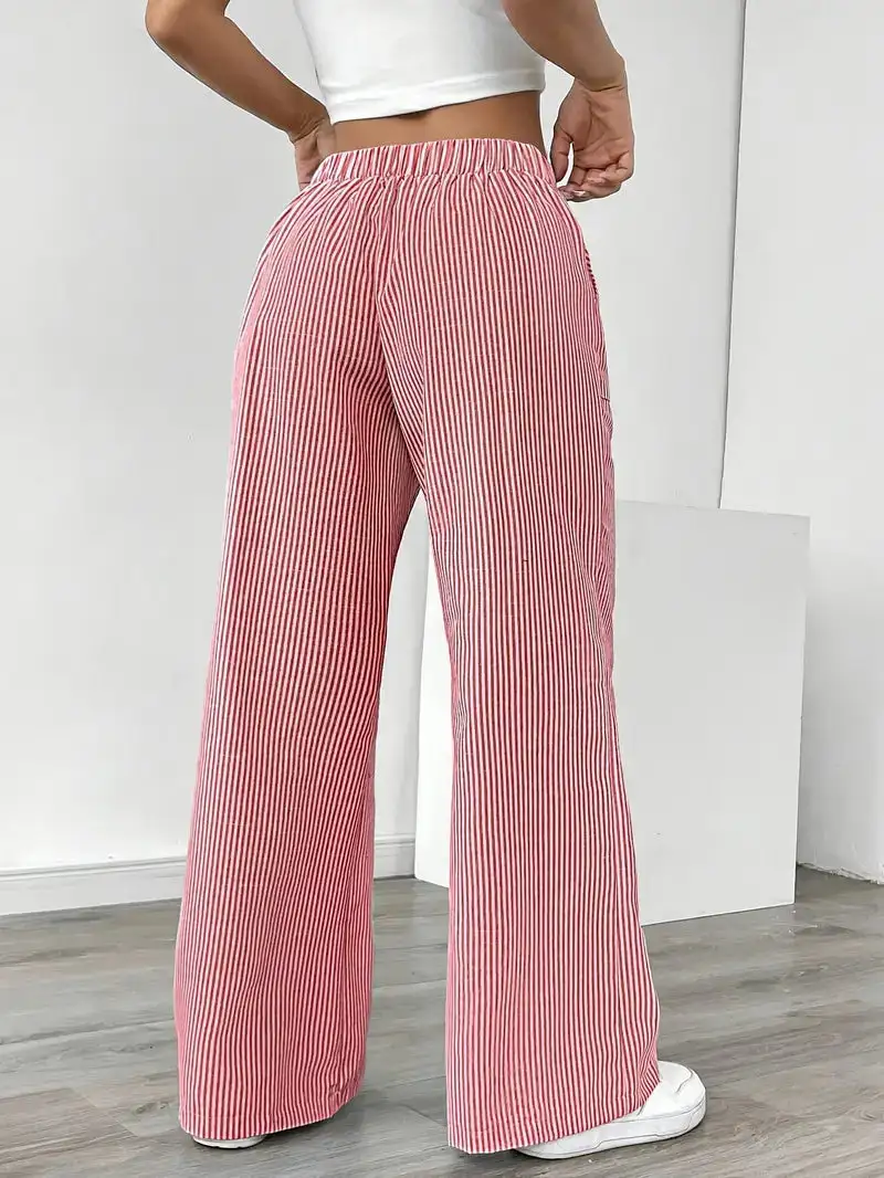 Classic Wide Leg Striped Trousers