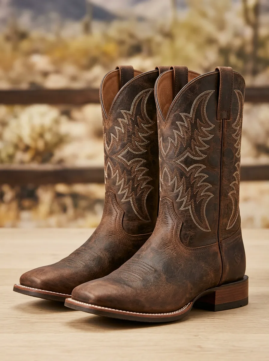 Men's Modern Western Cowboy Embroidered Distressed Cowboy Boots