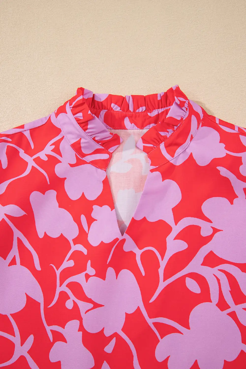 Graceful Floral Ruffle Trim Mini Dress